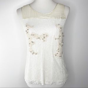BKE Boutique Ivory Sleeveless Top